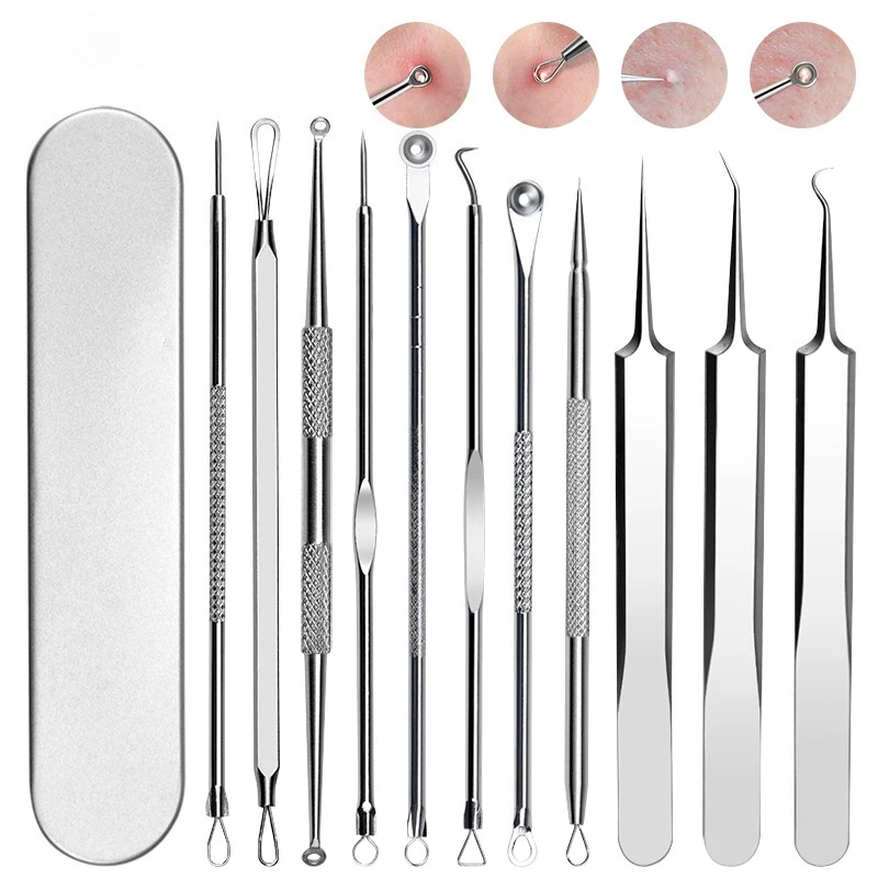 Luxury Skincare Acne - 11Pcs/Set Acne Blackhead Removal Needles Black