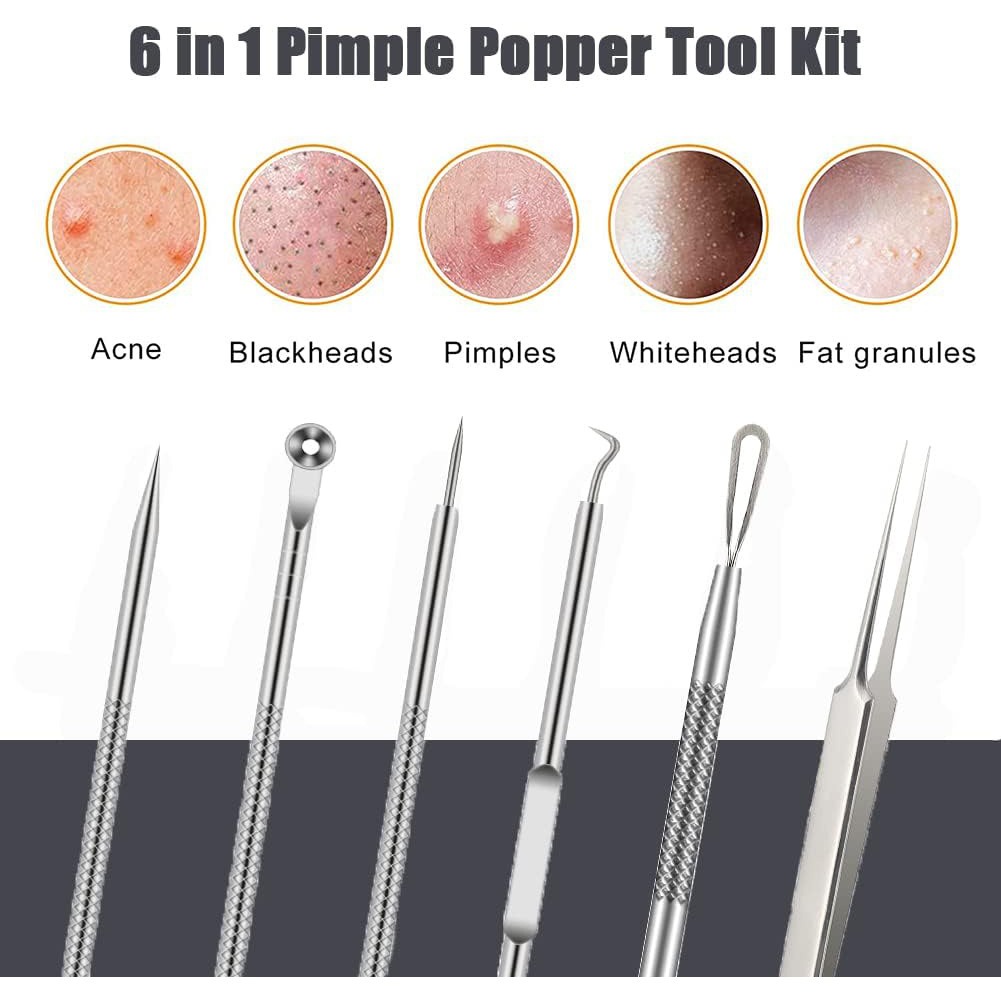 6PCS Pimple Removal Tool Black - مراجعة Luxury Skincare Acne وسعره