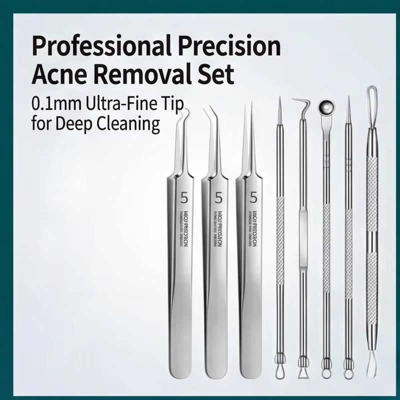 NEW 8PCS Stainless Steel Acne  - مراجعة Luxury Skincare Acne وسعره