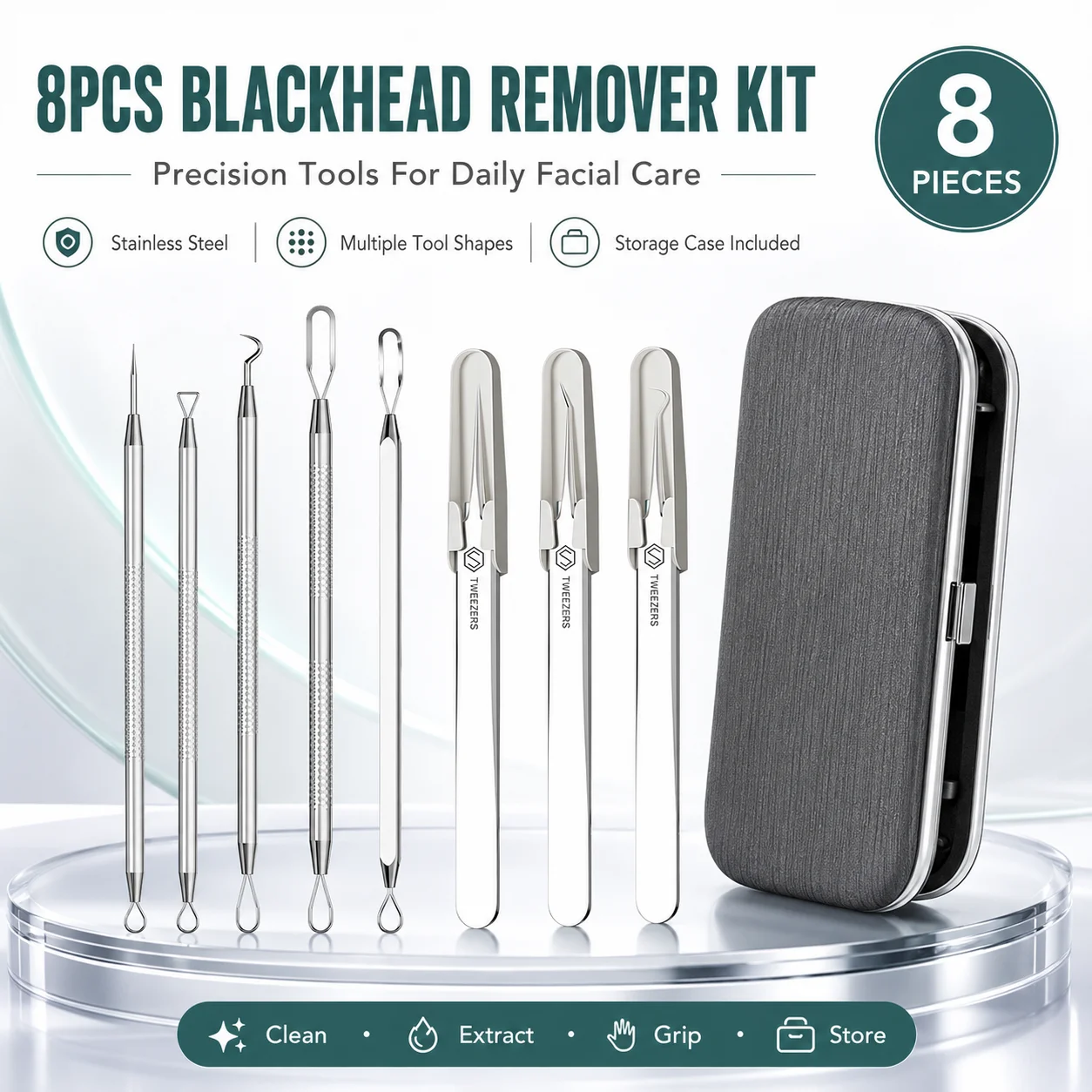8PCS Blackhead Remover Tool Ki - مراجعة Luxury Skincare Acne وسعره
